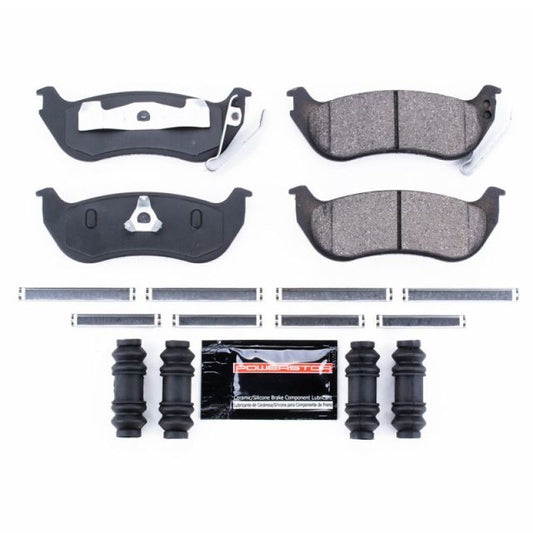 PowerStop Z23 Evolution Sport rear brake pads for Jeep Liberty, including hardware, designed for high-performance braking.
