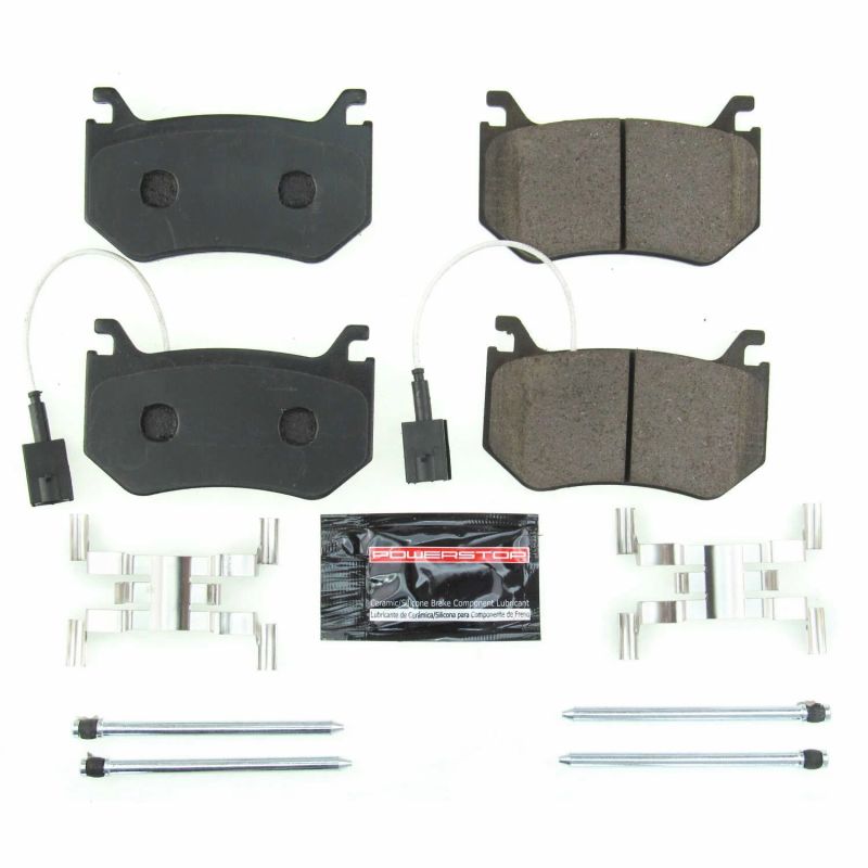 PowerStop Z23 Evolution Sport brake pads with hardware for rear of 2017-2018 Alfa Romeo Giulia, high-performance brake replacement