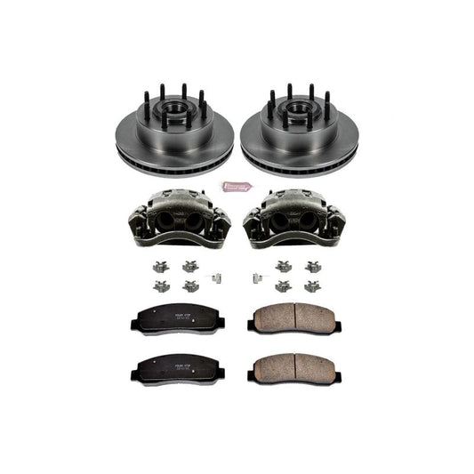 PowerStop OE brake rotors and calipers for 2010-2011 Ford F-350 Super Duty front autospecialty kit, shown installed.
