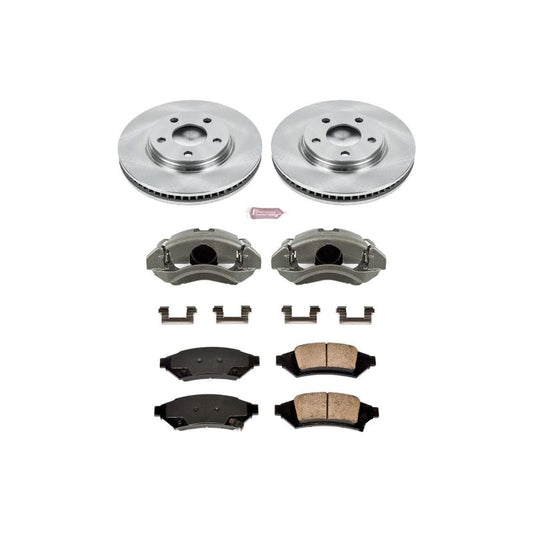 PowerStop OE brake kit with front calipers for 2004 Pontiac Grand Prix, includes brake rotors and hardware.