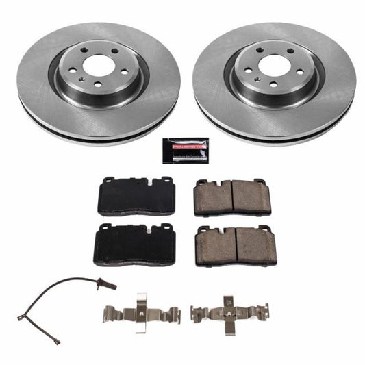 PowerStop OE brake kit for 2017-2018 Audi A6 front brakes with rotors and pads, designed for reliable stopping performance.