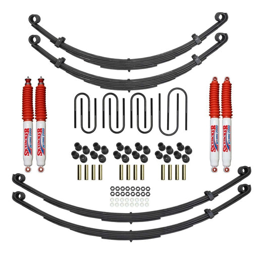 Skyjacker lift kit for 1971-1973 Scout II with 4-foot suspension system and hydraulic components, installed on vehicle.