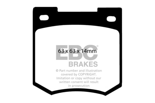 EBC Redstuff front brake pads for Sunbeam Tiger 4.7, high-performance brake pads with red ceramic friction material.