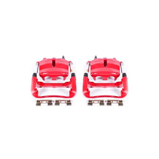 PowerStop front red brake calipers with brackets for 2004-2005 Ford F-150, high-performance replacement brake components