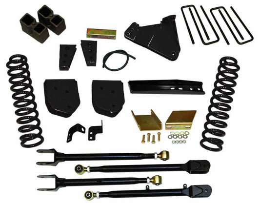 Skyjacker 8.5-inch lift kit for Ford F250 4WD gas truck, showing components and suspension system for off-road enhancement.
