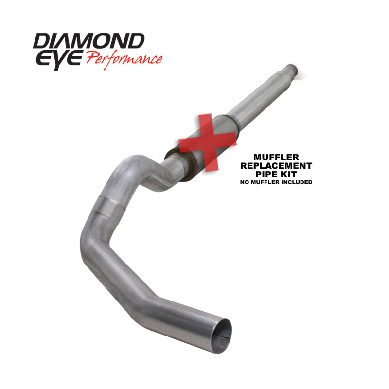 Diamond Eye Performance 5-inch catback exhaust pipe for 94-97 Ford 7.3L Powerstroke F250/F350, featuring a single aluminum replacement pipe.
