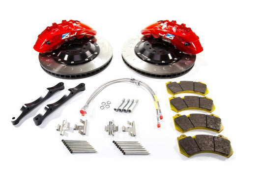 Alcon BMW M3 F80 big brake kit with 400x34mm 6-piston red brake calipers for front upgrade.