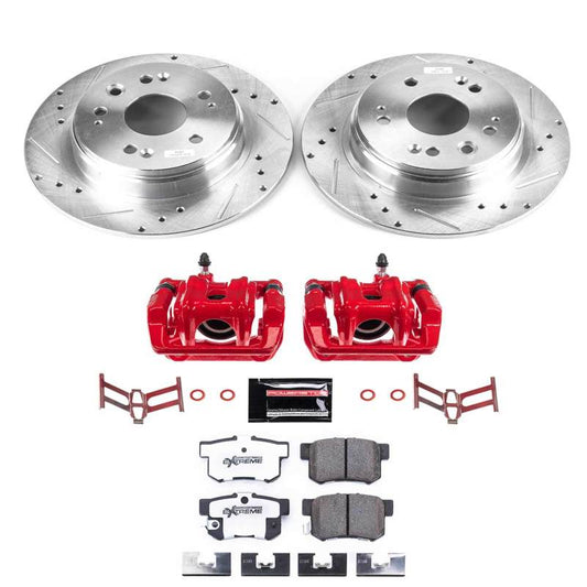 PowerStop Rear Z26 Street Warrior brake kit with calipers for 2002-2004 Honda CR-V, featuring performance brake components.