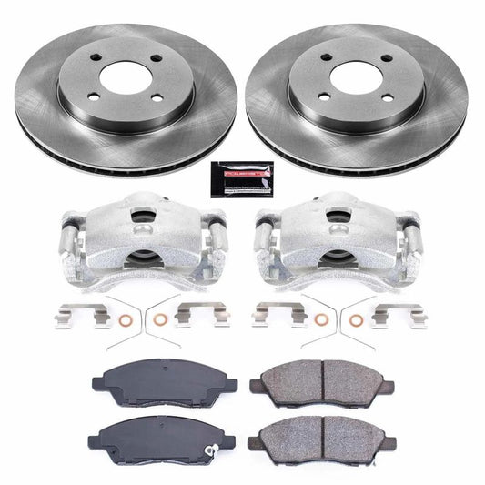 PowerStop 2012 Nissan Versa OE front brake kit with calipers, including brake rotors and hardware for reliable stopping power.