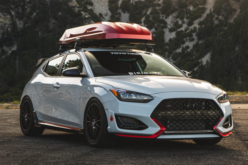 CSF black stepped core intercooler for Hyundai Veloster N and i30 N models, car engine cooling component.