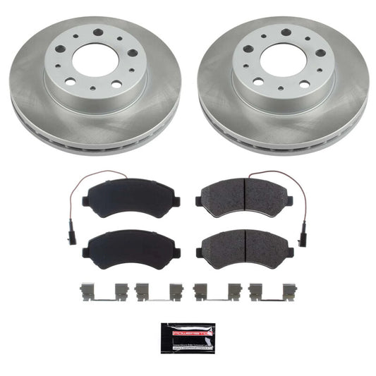 PowerStop front semi-coated brake rotor kit for 2014-2021 Ram ProMaster 3500, performance brake components, close-up view