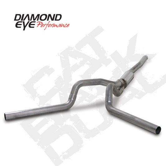 Diamond Eye Performance Catback exhaust for 2006-2007.5 Chevy/GMC 6.6L 2500/3500 dual stainless steel pipes, shiny and polished.
