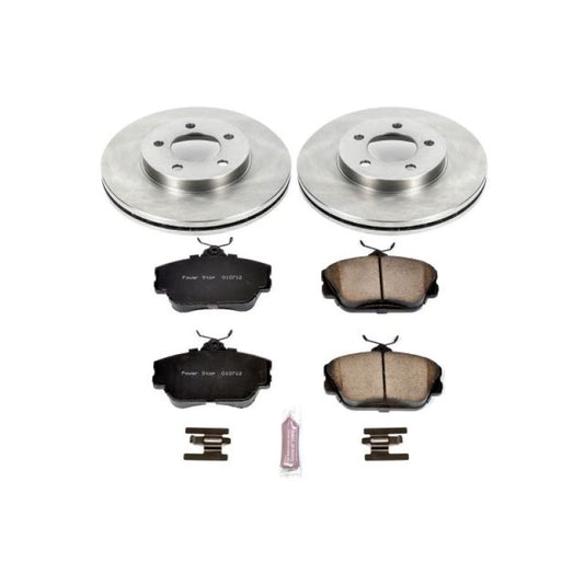 PowerStop OE front brake kit for 1995 Ford Taurus, includes brake rotors and pads for efficient stopping performance.
