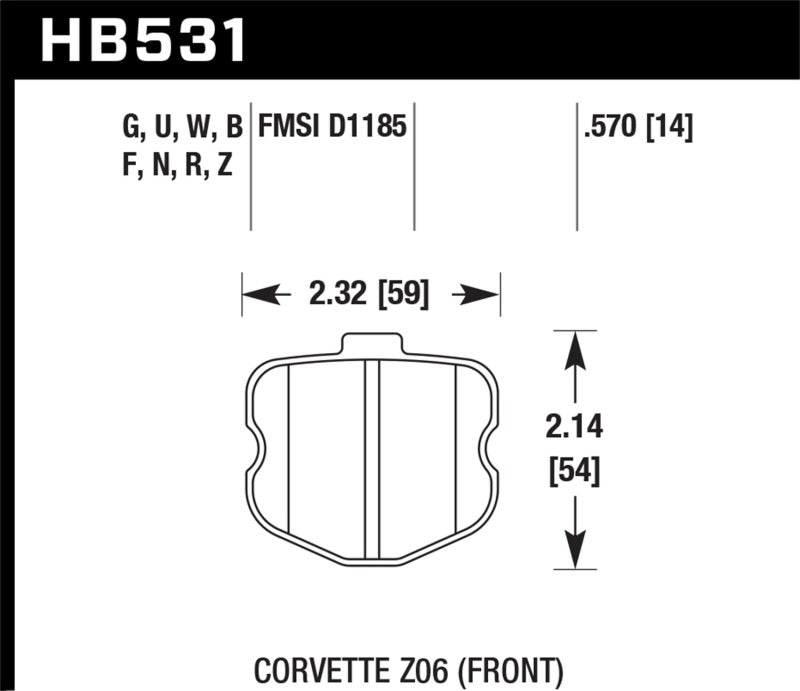 Hawk Performance brake pads for Chevrolet Corvette Grand Sport 2010-2013, front performance brake pads with black backing plates