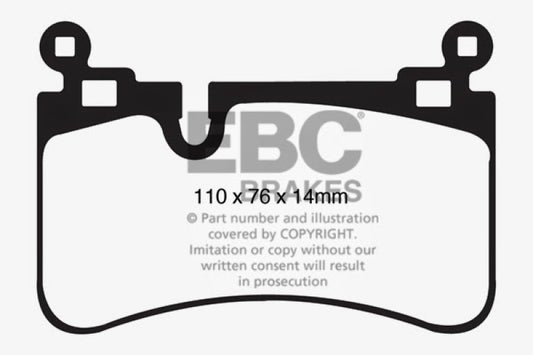 EBC Redstuff rear brake pads for Mercedes-Benz C63 AMG W204 6.2, high-performance brake pads for enhanced stopping power.
