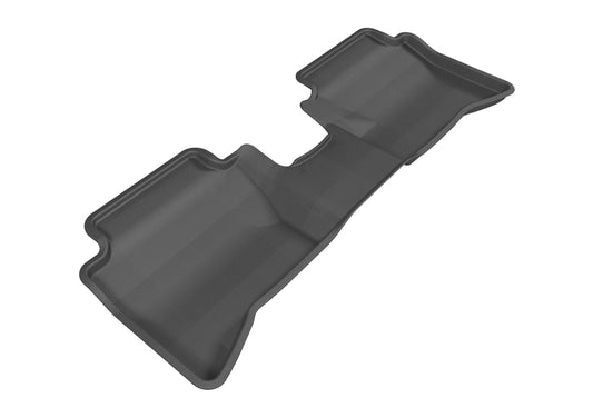 Black 3D MAXpider rubber floor mats for the second row of Kia Rio and Rio5 (2012-2013) vehicles.