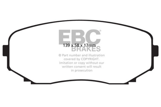 EBC Redstuff performance front brake pads for Ford Edge 2.0 Turbo, designed for enhanced braking performance and durability.