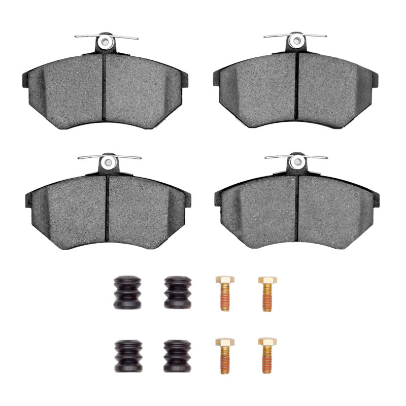 Audi Coupe front brake pads and hardware kit by R1 Concepts, OE brake pads for 1984-2002 models, includes hardware components.