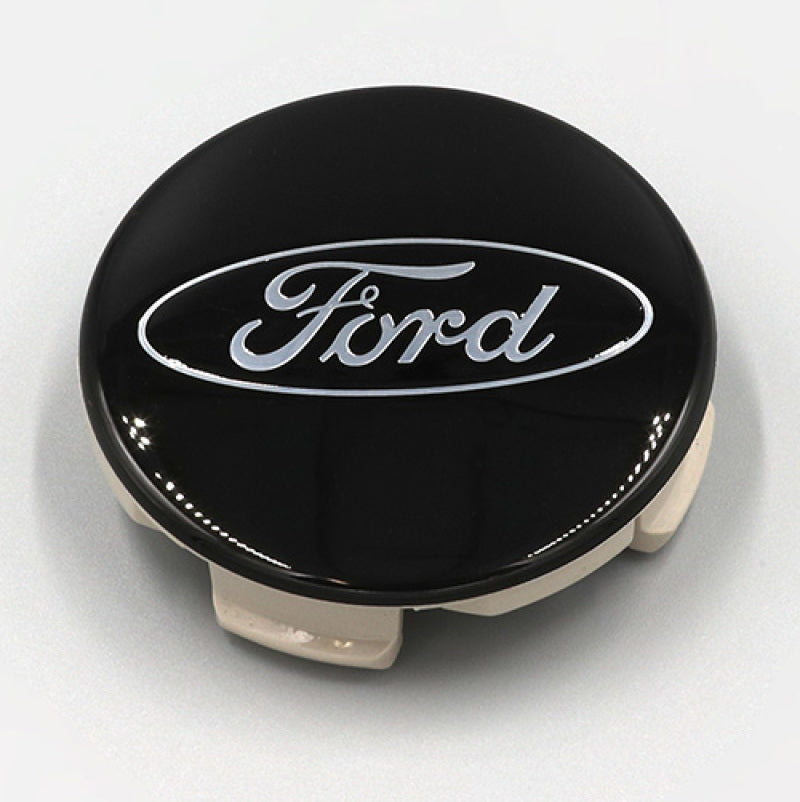 Ford Racing black and chrome wheel center cap kit for Ford trucks and SUVs, featuring stylish and durable wheel center caps.