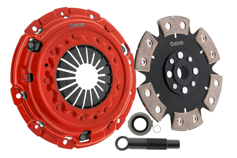 Action Clutch Stage 4 clutch kit for Audi A4 2.0L B7 Turbo, includes clutch disc, pressure plate, and release bearing.