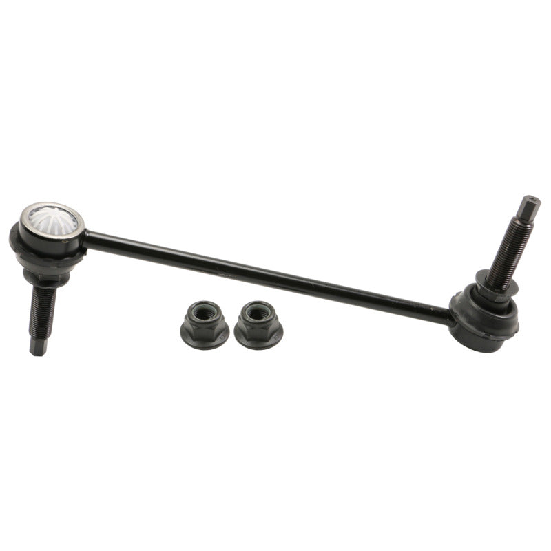 Moog Ford Mustang GT front sway bar endlink, automotive suspension component with metal ball joint and bushings.