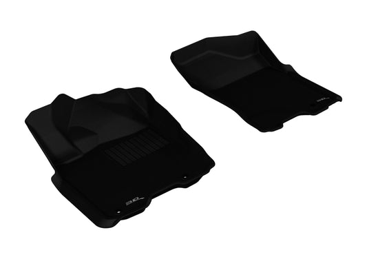 Black 3D MAXpider rubber floor mat for 2009-2015 Nissan Titan King/Crew Cab first row, designed to protect vehicle flooring.