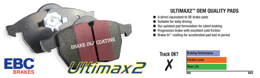 EBC Ultimax2 front brake pads for Chevrolet Caprice 1992-1996 4.3 police vehicle, OE type, durable brake component