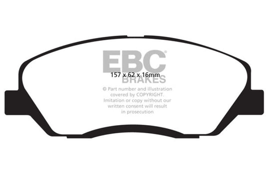 EBC Ultimax2 front brake pads for Hyundai Santa Fe DM 3.3L 2017-2018, OE type, showing the brake pad set in the image.