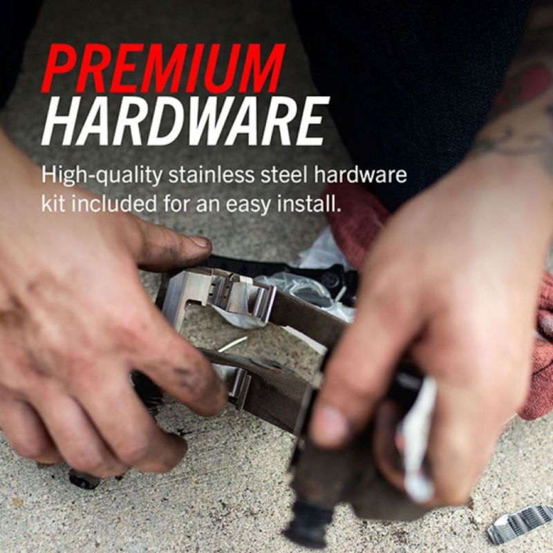 PowerStop Z36 performance brake pads with hardware for 2004 Dodge Ram 1500 front truck and tow braking system.
