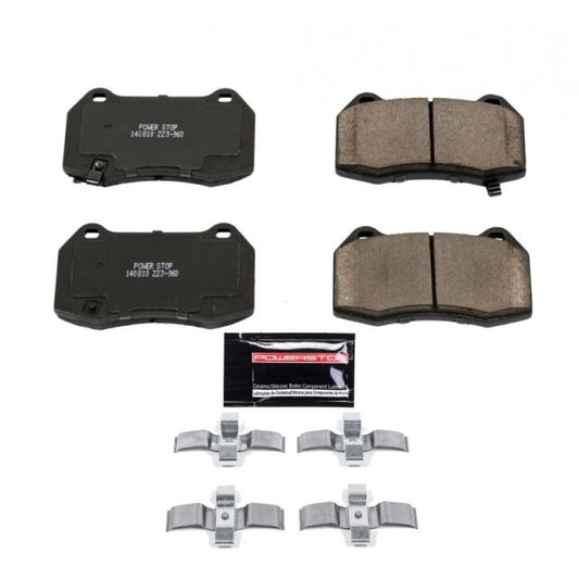 PowerStop Z23 Evolution Sport front brake pads for Infiniti G35 2003-2004 with hardware, high-performance brake replacement