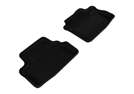Black 3D MAXpider rubber floor mats for 2008-2012 Honda Accord Coupe second row, featuring textured surface and custom fit.