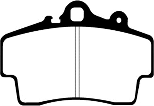 EBC 97-99 Porsche Boxster front performance red brake pads with cast iron rotors, designed for enhanced braking performance.