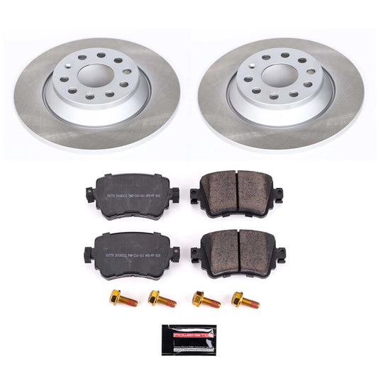 PowerStop rear semi-coated rotor kit for 2016-2018 Audi Q3 Quattro brake performance upgrade, showing brake rotor components.