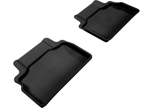 Black rubber 3D MAXpider Kagu 2nd row floor mats for Hyundai Genesis 2012-2016, featuring custom fit and textured surface.