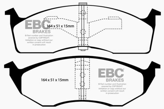 EBC Ultimax2 front brake pads for Chrysler Concorde 3.3, OE type, with metal backing and friction material visible in the image.