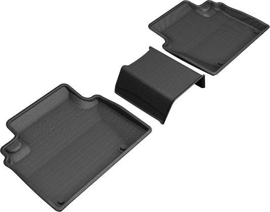 Black 3D MAXpider Kagu 2nd row rubber floor mats for 2018-2019 Honda Clarity Plug-in Hybrid, showing textured surface and fit.