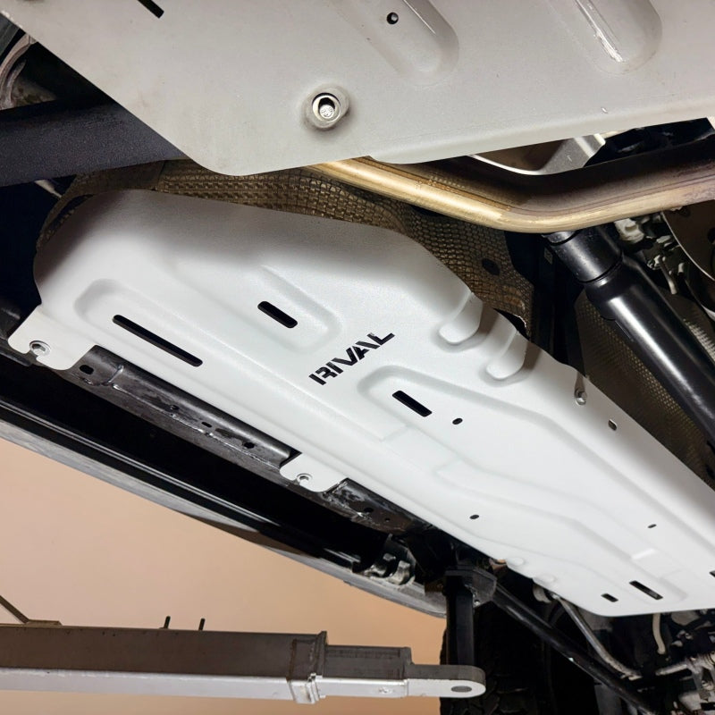 Rival 4x4 aluminum fuel tank bash plate for Toyota Land Cruiser 250 and Prado 24+ 4x4 skid plate protection.