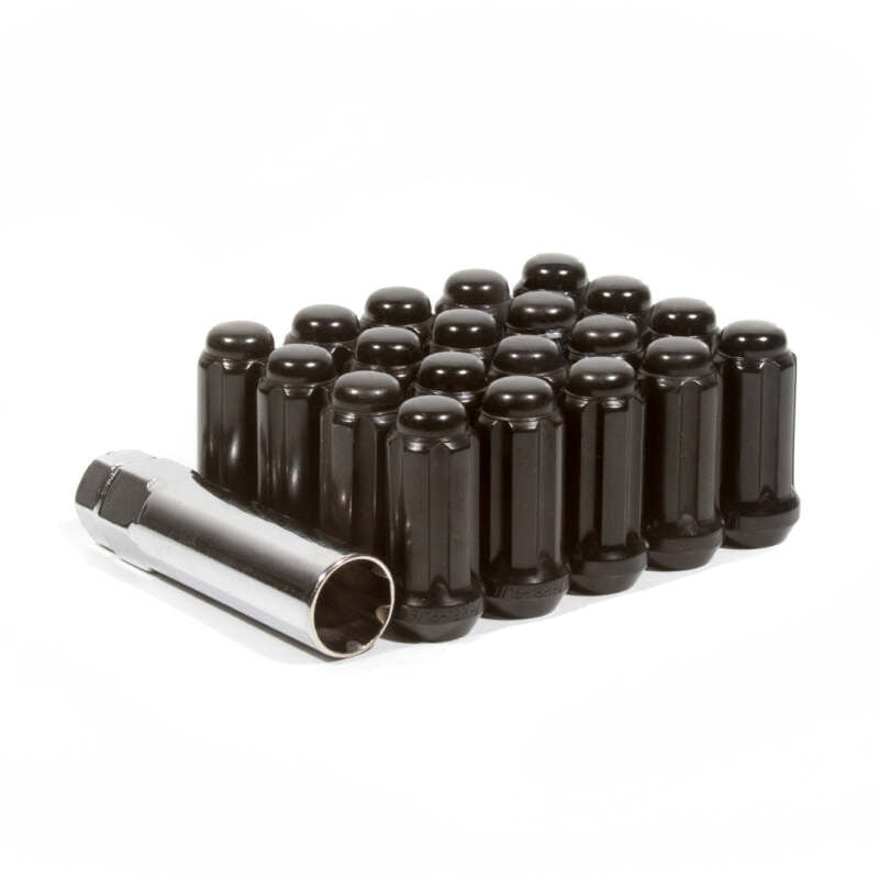 Method Wheels black 6 lug spline lug nut kit with 24 nuts for 1/2-20 thread, designed for vehicle wheel compatibility.