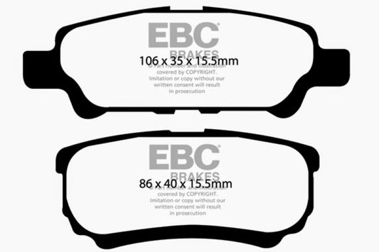 EBC Ultimax2 rear brake pads for Chrysler 200 2.4L, OE style, showing the brake pad set with metal backing plates.