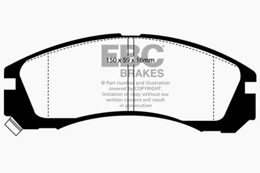 EBC Ultimax2 rear brake pads for Dodge B150 B1500 Cargo Van 1/2 Ton, OE style, showing the brake pad set in black with metal backing