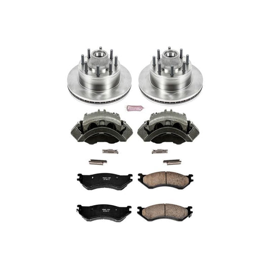 PowerStop OE brake rotors front autospecialty kit with calipers for 2004 Ford F-150 Heritage, showing new brake components.