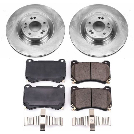 PowerStop OE front brake kit for 2011 Hyundai Equus, includes brake rotors and pads for optimal stopping performance.