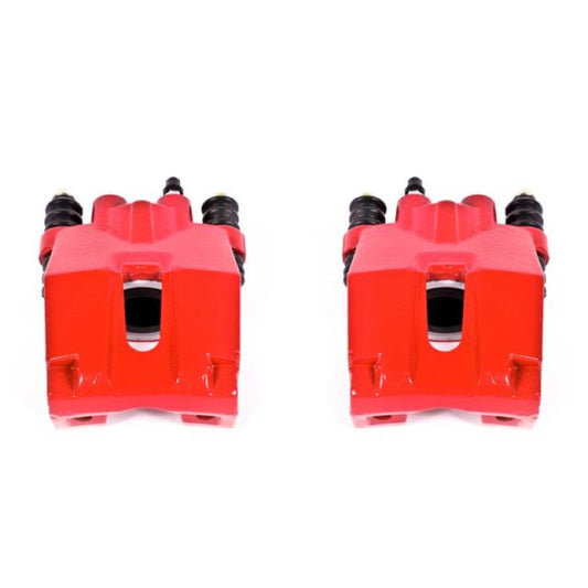 Pair of PowerStop red rear brake calipers for Ford F-150 trucks without brackets, designed for high-performance braking.