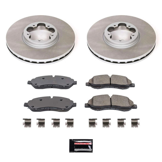 PowerStop semi-coated front brake rotor kit for Ford Transit-350 2015-2019, showing the performance brake rotor with a semi-coated surface.