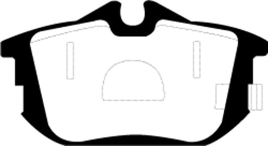 EBC Ultimax2 rear brake pads for Volvo S40 1.9 Turbo T4 200 BHP, OE type, high-performance brake pads with metal backing plates.