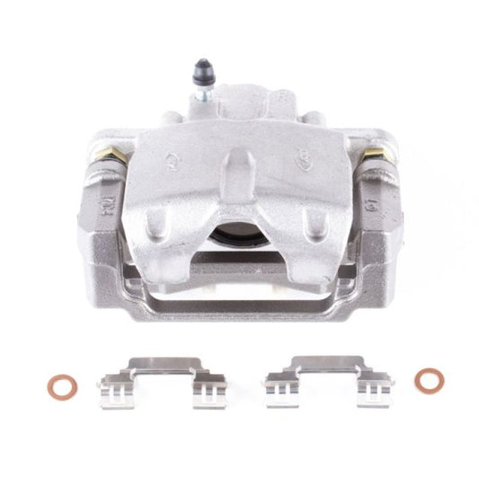 PowerStop rear right OE brake caliper with bracket for Cadillac SRX 2004-2009, showing the black caliper and mounting components.