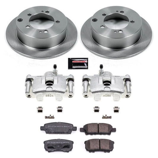 PowerStop rear Autospecialty brake kit with calipers for 2004-2006 Mitsubishi Lancer, includes OE-style brake components.