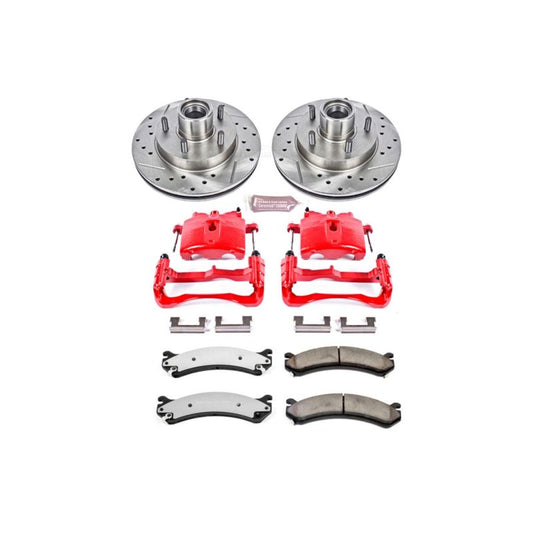 PowerStop Z36 Truck & Tow brake kit for 2007-2010 GMC Sierra 3500 HD, includes performance brake rotors and calipers.