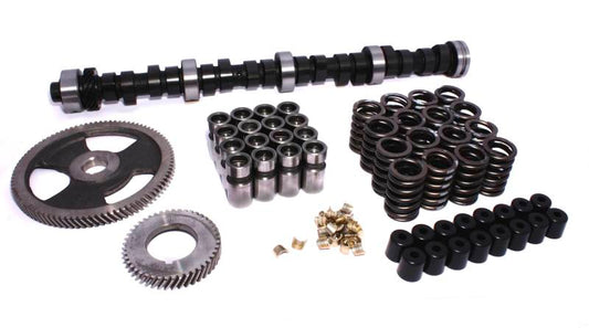 COMP Cams IH 268H camshaft kit showing metal camshaft with gear and timing components for engine performance.