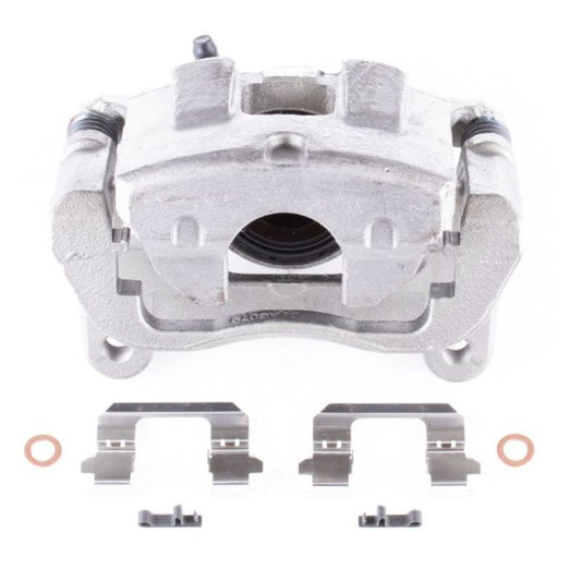 PowerStop OE front right brake caliper with bracket for Jeep Cherokee 2014-2018, showing the black metal caliper and mounting bracket.